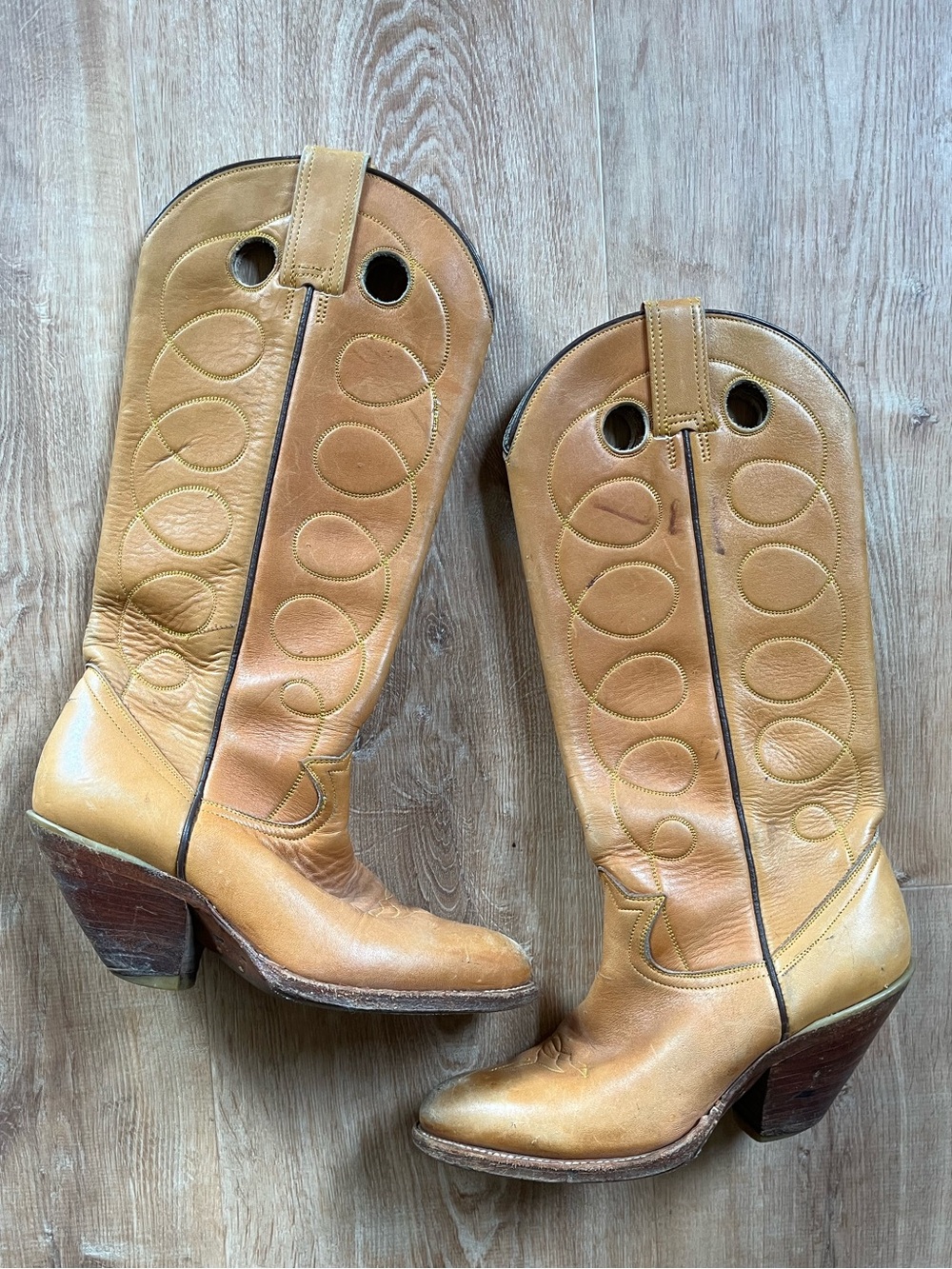 Vintage Botas Jaca Tan Leather Western Boots